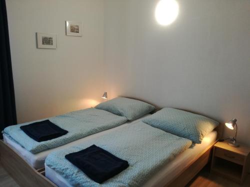 En eller flere senge i et værelse på Penzion Muškát