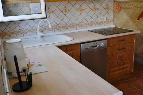 a kitchen with a sink and a counter top at Casa Peter Los Cristianos centro a 20 metros del mar in Los Cristianos