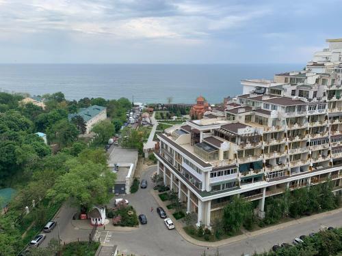 an aerial view of a large apartment building at Gagarin Plaza Apartments in Odesa