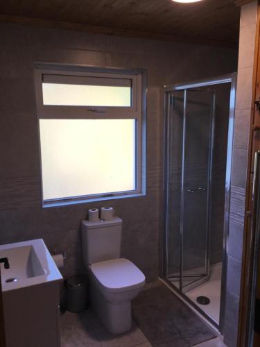 キラーニーにあるSt Judes Houseのバスルーム(トイレ、シャワー付)、窓が備わります。