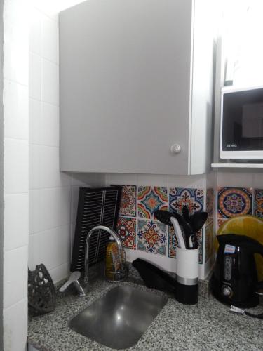 een aanrecht met een spoelbak en een magnetron bij Apio Studio Centro in Buenos Aires