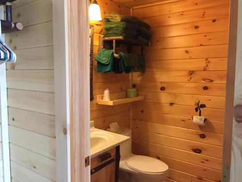 A bathroom at Pine Knoll Hotel Lakeside Lodge & Cabin