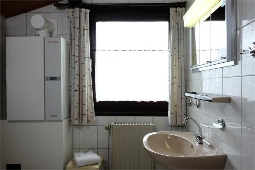 a bathroom with a sink and a window at Holiday park- Scout in Waldbrunn