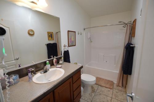 a bathroom with a sink and a toilet and a shower at The Bear's Den B&B in Page