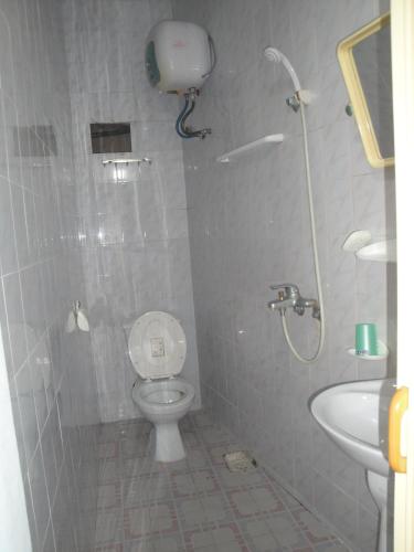a bathroom with a shower and a toilet and a sink at Phuong Mai Family Hotel in Cat Ba