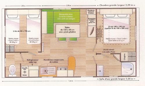 Načrt razporeditve prostorov v nastanitvi Team Holiday - Camping Le Balcon de Chartreuse