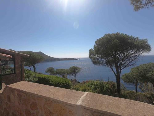 a view of the ocean from a stone wall at Ammiraglio in Campese