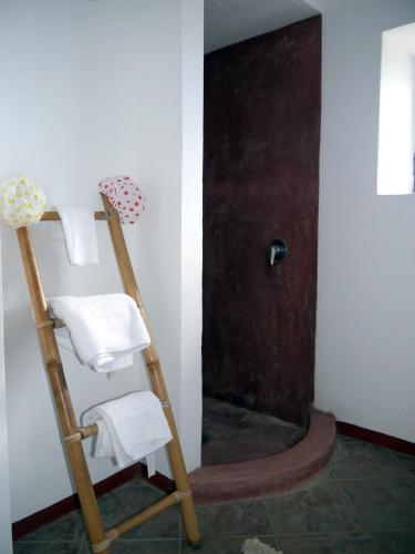 a ladder leaning against a wall next to a door at I Dammusi Sapori di Pantelleria in Pantelleria