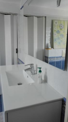 bagno bianco con lavandino e specchio di arcueil ad Arcueil