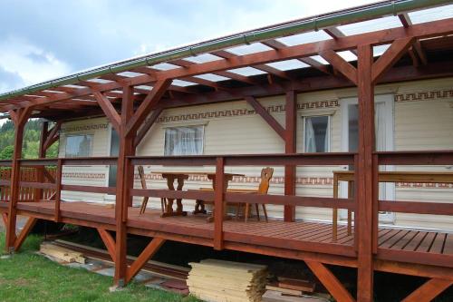 awning over a deck of a house at ubytování na kopečku in Velké Svatoňovice