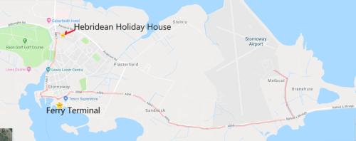 a map of the harlem hudson holiday house at Hebridean Holiday House in Stornoway
