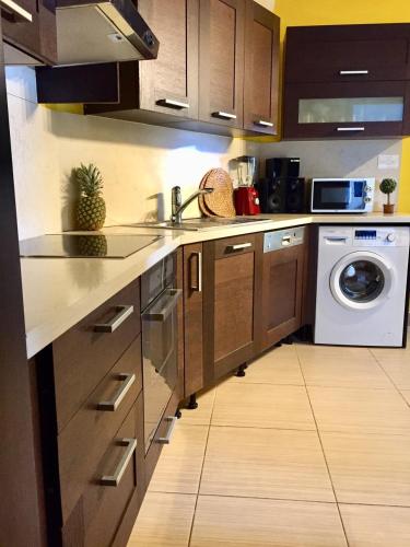 kuchnia z pralką i zmywarką w obiekcie Paradise Apartment w mieście Protaras
