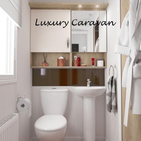 a bathroom with a white toilet and a sink at Inverbeg Holiday Park in Luss