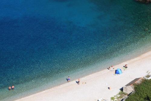 a group of people on a beach near the water at Apartment Lavender in Selca kod Bogomolja