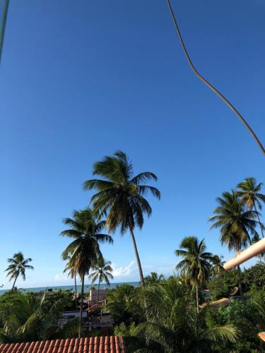 a view of the beach and palm trees at Pousada Corais dos Arrecifes in São Miguel do Gostoso