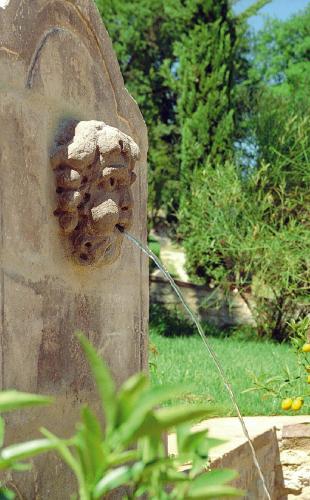 a sculpture of a face with a pipe sticking out at Domaine de Saint-Géry - Teritoria in Lascabanes