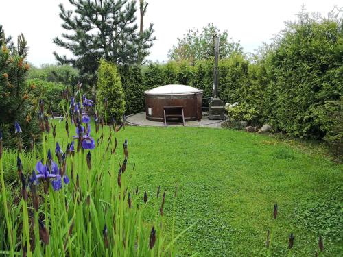 Градина пред Rewska Przystań - Dom z balią ogrodową i sauną