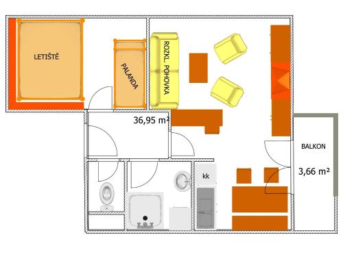 Půdorys ubytování Apartmán 6 u sjezdovek
