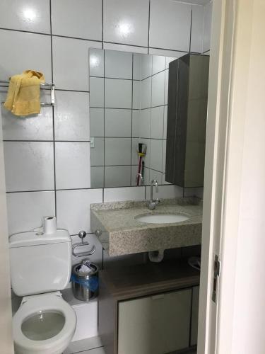 a bathroom with a toilet and a sink at GRAN LENÇOIS FLAT in Barreirinhas