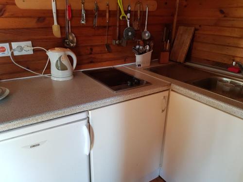 a kitchen with a counter top and a sink at Skudras in Daugmale
