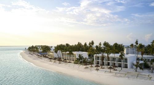 an aerial view of a resort on a beach at Riu Atoll-All Inclusive in Dhaalu Atoll