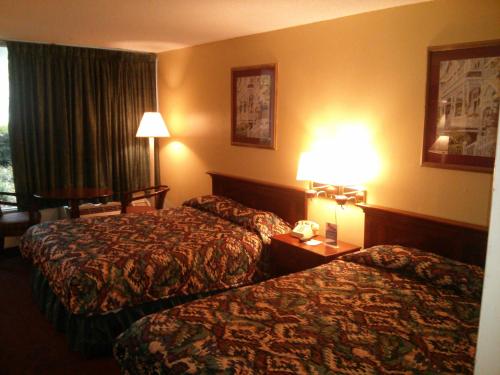 a hotel room with two beds and a lamp at Motel 6-Florence, SC in Florence