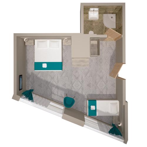 a rendering of a floor plan at The Lion & Key Hotel in London