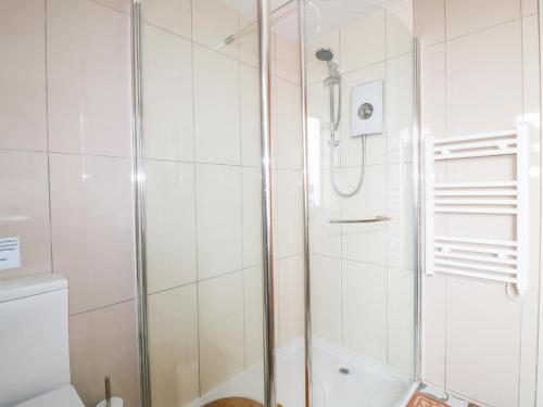 a bathroom with a shower and a toilet at Little May in Newquay