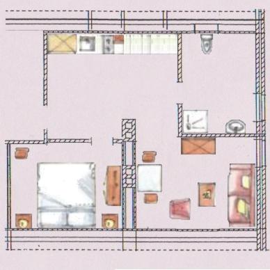 a drawing of a floor plan of a house at Haus Worch in Juist
