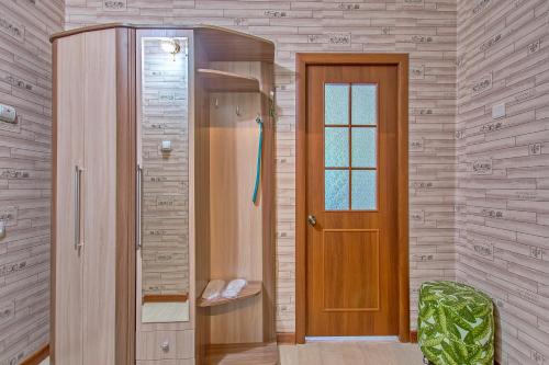 A bathroom at Cozy apartment on Rozybakiev 145. Atakent