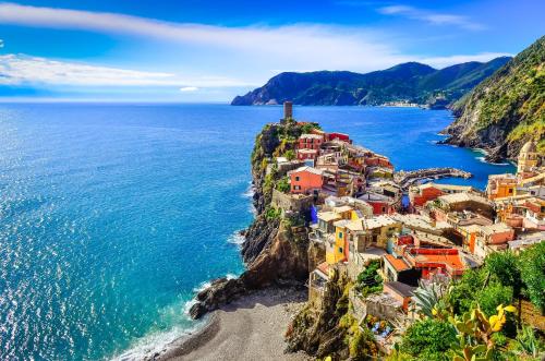 a view of the amalfi coast in italy at La Spezia by The First - Luxury Rooms & Suites in La Spezia