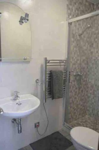 a bathroom with a sink and a shower at Apartamento Girasol in Ardales