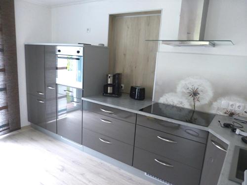 Kuchyň nebo kuchyňský kout v ubytování Ferienwohnung Kürmreuth