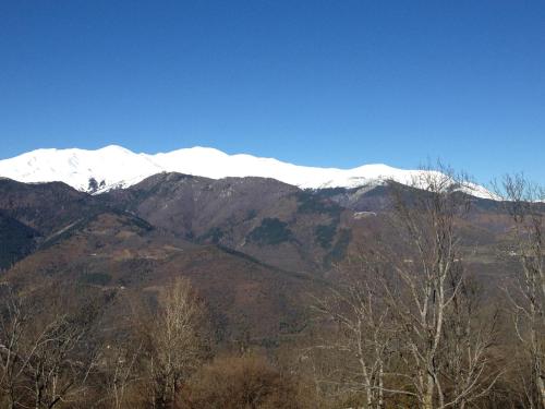 a mountain range with snow covered mountains with trees at Casa Rural Mollo, Vall de Camprodon in Molló