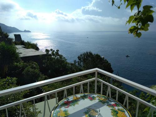a balcony with a view of the ocean at Locanda Costa Diva in Praiano