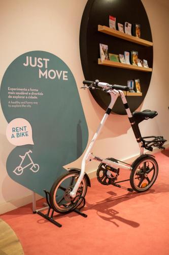 a scooter is on display in a room at Stay Hotel Coimbra Centro in Coimbra
