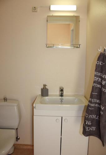 a bathroom with a sink and a toilet at Studioleilighet i Haukedalen in Holsen