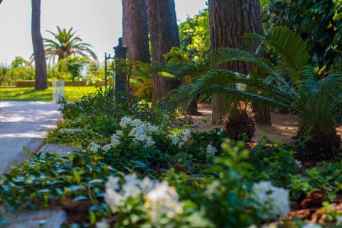 a garden with flowers and trees in a park at Tra gli Alberi e il Mare in Sirolo