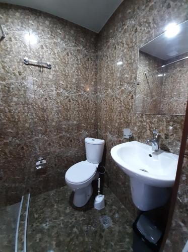 a bathroom with a toilet and a sink at Pavillion Guest House in Batumi