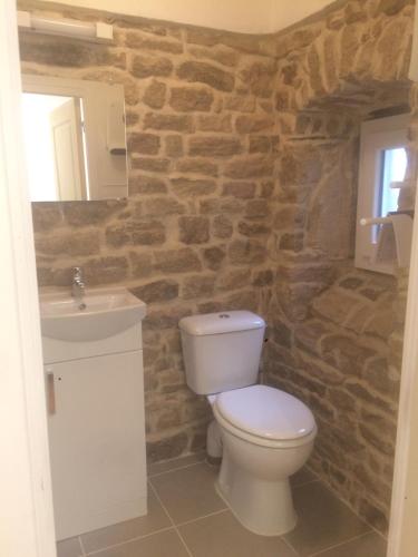 a bathroom with a white toilet and a sink at Apartment Centre Historic in Marvejols