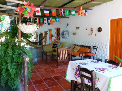 Restoran või mõni muu söögikoht majutusasutuses Alojamiento Casa de campo los Cactus