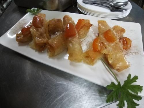 a white plate of food on a table at Ble Mavi - Studio for 2 in Vouni