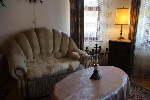 a living room with a couch and a table at Penzion St. Florian Příbor in Příbor