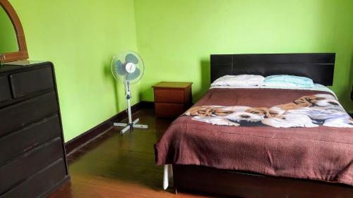 two dogs laying on a bed in a bedroom at Habitaciones para Estudiantes Y/o Mochileros in Lima