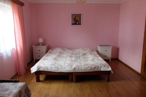 1 dormitorio con 1 cama y 2 mesitas de noche en U Mariana en Mrukowa