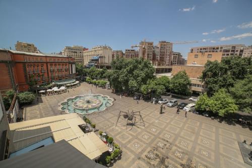an aerial view of a plaza in a city at Moscow Boutique Hotel in Yerevan