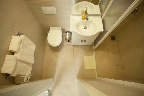 a bathroom with a toilet and a sink at Rooms Klik in Postojna