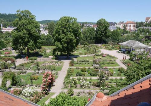 a view of a garden from the roof of a building at Le Jardin des Roses - parking gratuit dans la rue - gare à 500 m in Saverne