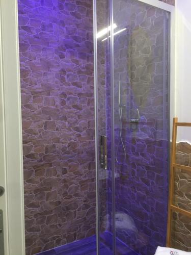 a shower stall with a glass door at SmooRoomS Ostiense in Rome