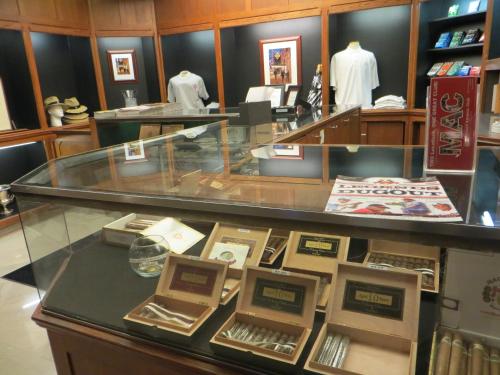 a display case in a store with items on display at Missouri Athletic Club in Saint Louis